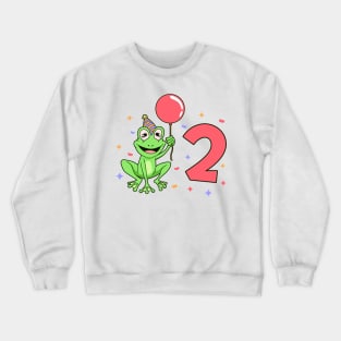 I am 2 with frog - kids birthday 2 years old Crewneck Sweatshirt